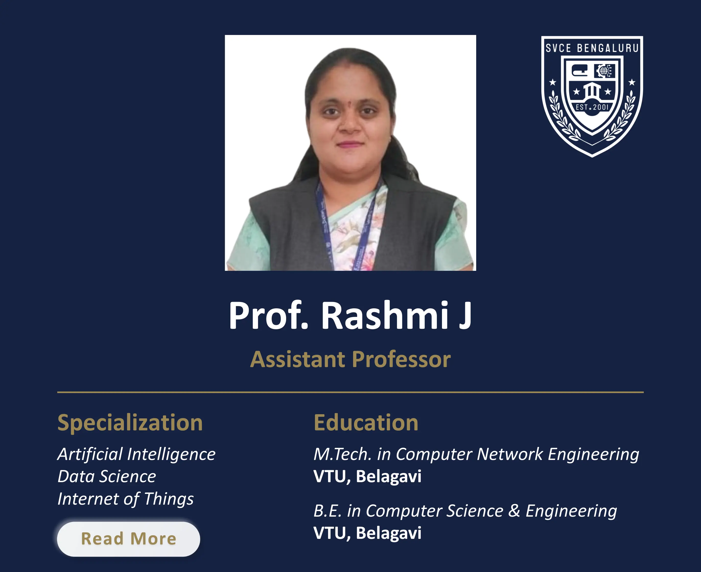Ms. Rashmi J - Assistant Professor